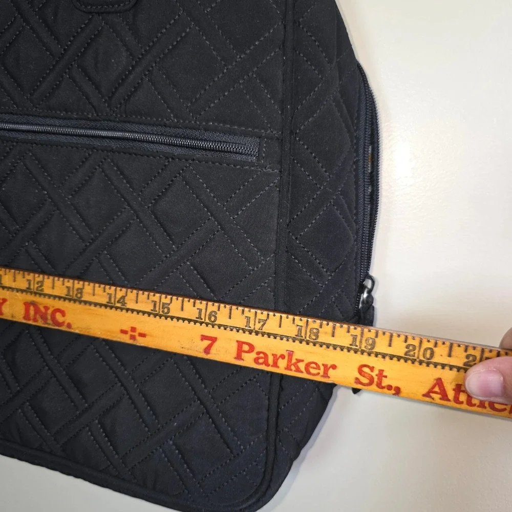 Vera Bradley Black Quilted Laptop commuter‎ Bag Work Tote Shoulder Bag 16x12